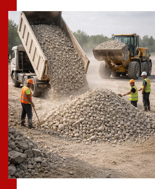 Доставка известнякового щебня фр. 40-70 в Торжке