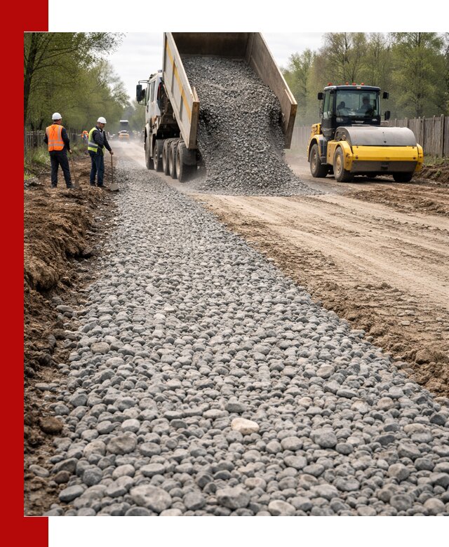 Доставка щебня для отсыпки дорог в Торжке высокого качества