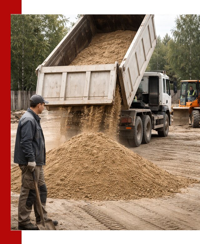 Доставка и продажа песка с разгрузкой в Торжке