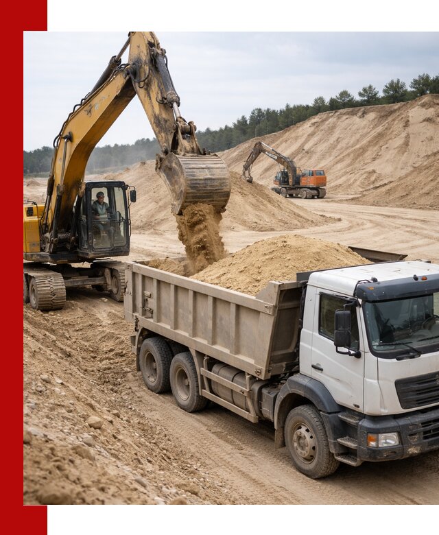 Доставка карьерного песка с самосвалами и разгрузкой в Торжке