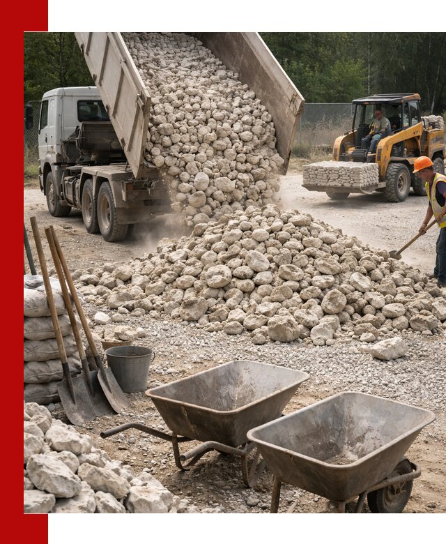 Доставка и продажа бутового известнякового камня в Торжке