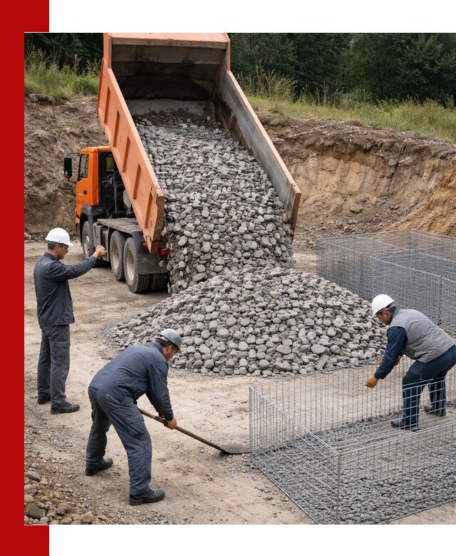 Камень для габионов с доставкой в Торжке быстро и надёжно