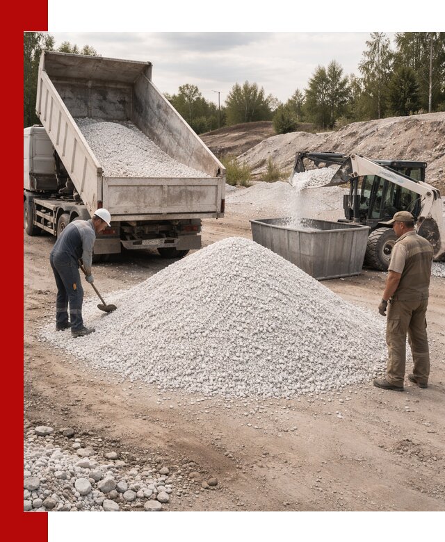 Доставка и продажа белой мраморной крошки в Торжке