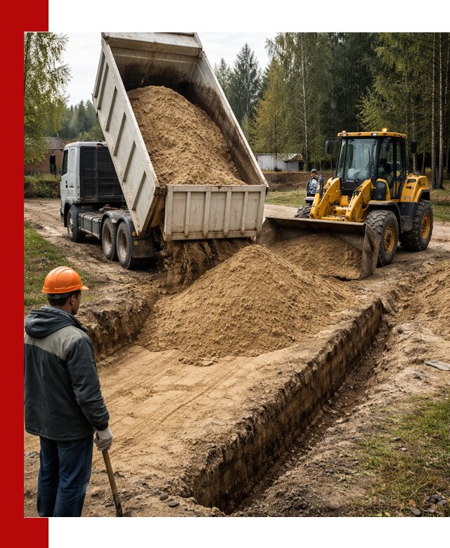 Доставка песчаного грунта в Торжке для строительных работ