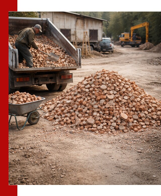 Доставка и подушка из боя кирпича с разгрузкой в Торжке