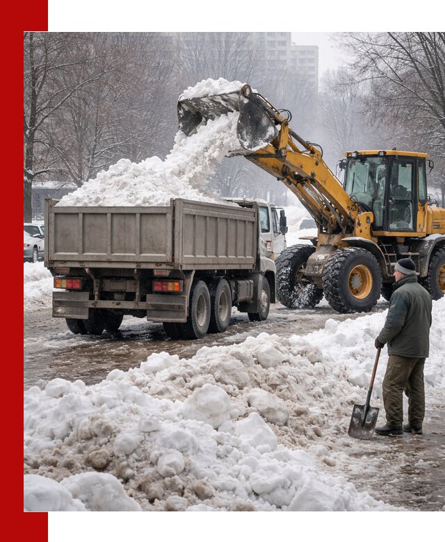 Вывоз снега грузовой техникой в Торжке оперативно и чисто
