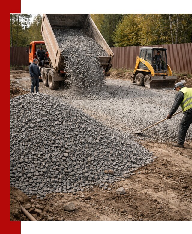 Отсыпка участка щебнем с доставкой и уплотнением в Торжке